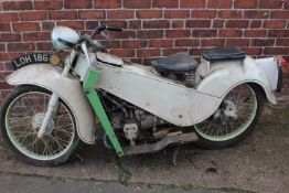 A VELOCETTE MK1 MOTORCYCLE, having pressed steel frame, hand change gearbox and horizontally opposed