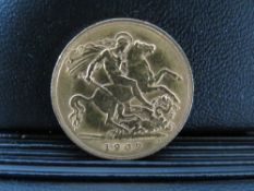 EDWARD VII 1909 HALF SOVEREIGN