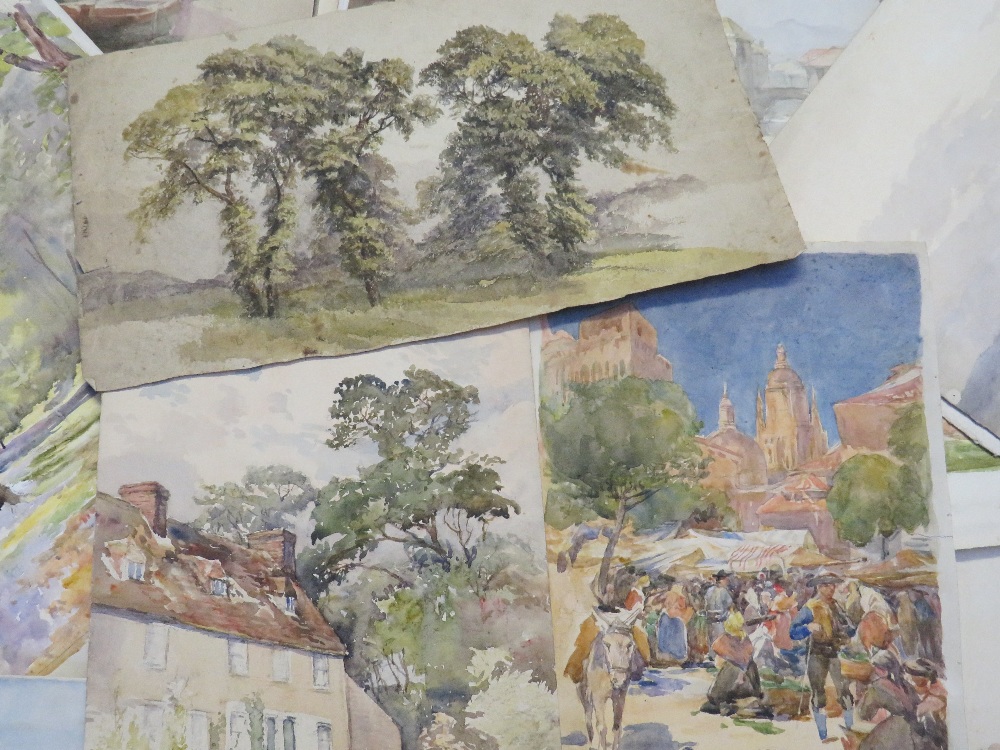 BREWER. A folder of artworks from the Brewer family, mainly watercolours, various subjects, one - Image 4 of 9