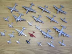 A COLLECTION OF VINTAGE DINKY AEROPLANES, to include flying boat, York. long range bomber, Viking