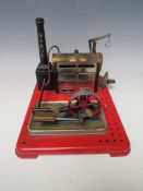 A 20TH CENTURY MAMOD STEAM ENGINE, on metal base, W 25 cm, D 20 cm