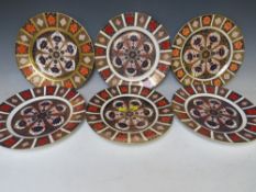 SIX ROYAL CROWN DERBY IMARI PATTERN PLATES, some being pattern no. 1128, Dia 17 cm