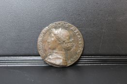 RENAISSANCE STYLE CAST BRONZE MEDAL, for the foundation of the Tempio Malatestiano, Rimini by Matteo