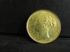 QUEEN VICTORIA YOUNG HEAD 1885 SOVEREIGN, Melbourne mint