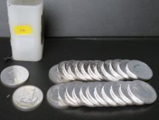 TWENTY FIVE x 2017 1oz .999 SILVER BRITANNICA COINS, in a Royal Mint plastic tube