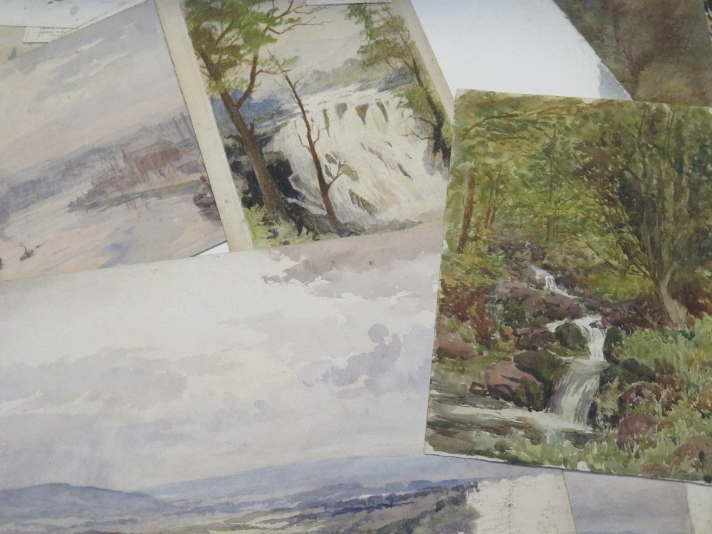 BREWER. A folder of artworks from the Brewer family, mainly watercolours, various subjects, one - Image 6 of 9