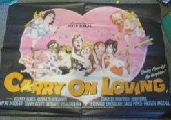 A VINTAGE 1970s QUAD FILM POSTER 'CARRY ON LOVING', featuring Sid James, Kenneth Williams and