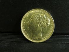 QUEEN VICTORIA YOUNG HEAD 1878 SOVEREIGN, Melbourne mint