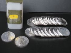TWENTY FIVE x 2017 1oz .999 SILVER BRITANNICA COINS, in a Royal Mint plastic tube
