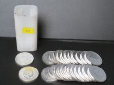 TWENTY FIVE x 2017 1oz .999 SILVER BRITANNICA COINS, in a Royal Mint plastic tube