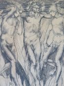 S. STAFFORD. An allegorical study of three naked men, singed in pencil lower left on mount and dated