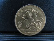 EDWARD VII 1908 HALF SOVEREIGN