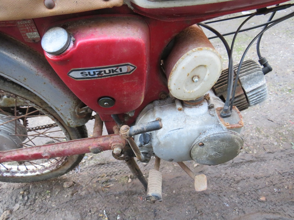 A 1970 SUZUKI AS 50cc MOTORCYCLE, maroon frame and white fuel tank, mileage 18678, Reg: GBF 52H, - Image 10 of 10