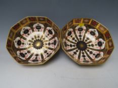 A PAIR OF ROYAL CROWN DERBY IMARI PATTERN OCTAGONAL BOWLS, pattern no. 1128, Dia. 20.5 cm