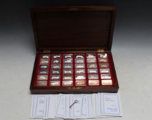 A CASED SET OF HALLMARKED SILVER 'THE LORD MONTAGU GREAT CAR INGOTS', W 41.5 cm