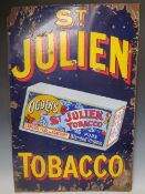 AN ORIGINAL 'ST JULIEN TOBACCO' ENAMEL SIGN, 91 x 60.5 cm
