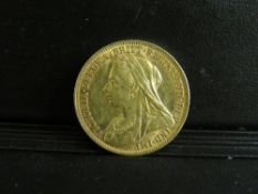 QUEEN VICTORIA VEILED HEAD 1896 SOVEREIGN, Melbourne mint