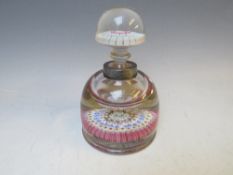 A LARGE JOHN WALSH ? GLASS INKWELL, of domed form with silver plated collar, decorated with
