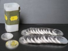 TWENTY FIVE x 2017 1oz .999 SILVER BRITANNICA COINS, in a Royal Mint plastic tube