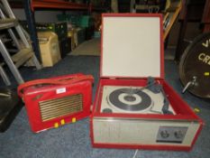 A VINTAGE HACKER RADIO AND A ALBA SOLID STATE RECORD PLAYER