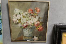 REGINALD HARRY AUSTIN (1890-1955). Still life study of roses in a vase, signed lower left,