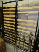 A MODERN SILVER METAL FRAMED DOUBLE BED FRAME W-156 CM