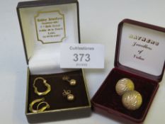 THREE PAIRS OF YELLOW METAL EARRINGS, APPROX W 3 G