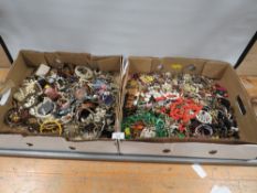 TWO TRAYS OF COSTUME JEWELLERY