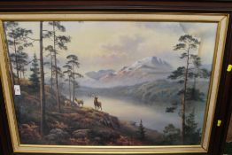 A LARGE FRAMED WOODLAND PRINT & TWO MOONLIT PRINTS (3)