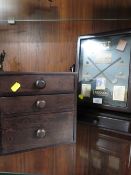 GLAZED GOLF DISPLAY WITH SINGLE DRAWER TOGETHER WITH A THREE DRAWER JEWELLERY BOX