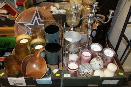 TWO TRAYS OF EX SHOW HOME ITEMS TO INCLUDE CANDELABRA ETC