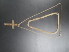 A 9CT GOLD CROSS AND A HALLMARKED 9CT GOLD CHAIN approx weight 3.1g TOGETHER WITH AN UNMARKED YELLOW
