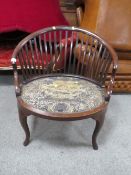 AN EDWARDIAN MAHOGANY HALL CHAIR