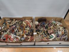 TWO TRAYS OF COSTUME JEWELLERY