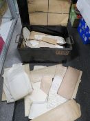 AN OLD DEED BOX CONTAINING EPHEMERA