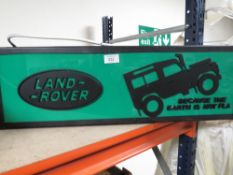 A SCRATCH BUILT MODEL ILLUMINATING LAND ROVER LIGHT BOX SIGN