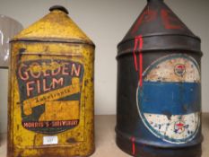 A VINTAGE REGENT CALTEX LUBRICANT CAN TOGETHER WITH A GOLDEN FILM MORRIS'S SHREWSBURY EXAMPLE