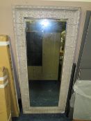 A LARGE MODERN GREY PLASTIC MIRROR 188 X 85 CM