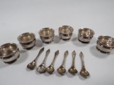SIX SILVER HALLMARKED POTS AND SPOONS