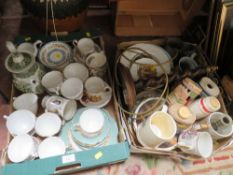 TWO TRAYS OF ASSORTED CERAMICS ETC TO INCLUDE CROWN STAFFORDSHIRE EXAMPLE