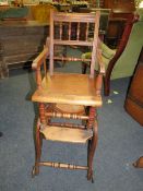 AN EDWARDIAN MAHOGANY METAMORPHIC CHILDS CHAIR