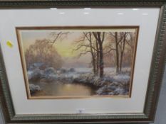 A FRAMED AND GLAZED SIGNED LIMITED EDITION PRINT BY DAVID DIPNALL ENTITLED DECEMBER SUNSET