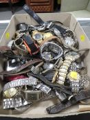 A BOX OF WATCHES
