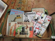 A BOX OF MIXED ADVERTISING SIGNS