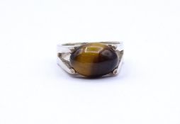 935er Silberring mit Tigerauge, 5,5g., RG 51
