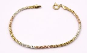 Tricolor Armband "Milor", Silber 925/000, L. 18,5cm, 4,7g., B. 2,7mm,