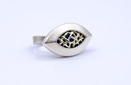 Silberring 925/000 mit durchbrochene Arbeit, tw. vergoldet, 9,9g., RG 57