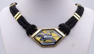Collier, Michaela Frey, Emaille Anhänger, L. 35 - 44cm