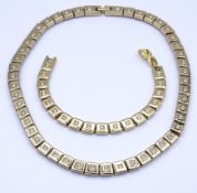 Modeschmuck Set, Halskette und Armband, goldfarben