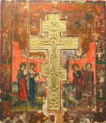 russische Ikone mit Staurothek 18. JH